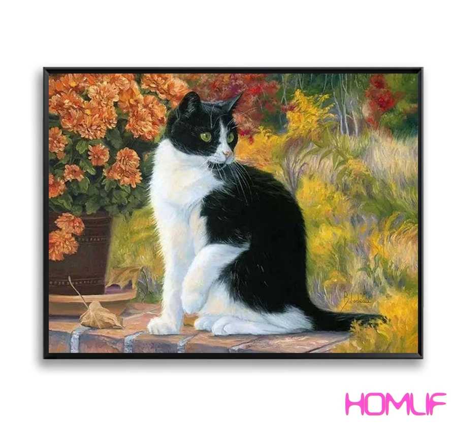 

diamond painting Black White Wall Art Cat diamond embroidery stitch diamond mosaic rhinestones pictures