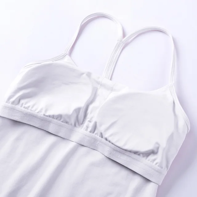 SYROKAN Women’s Built in Bra Camisole Long Workouts Tank Tops
