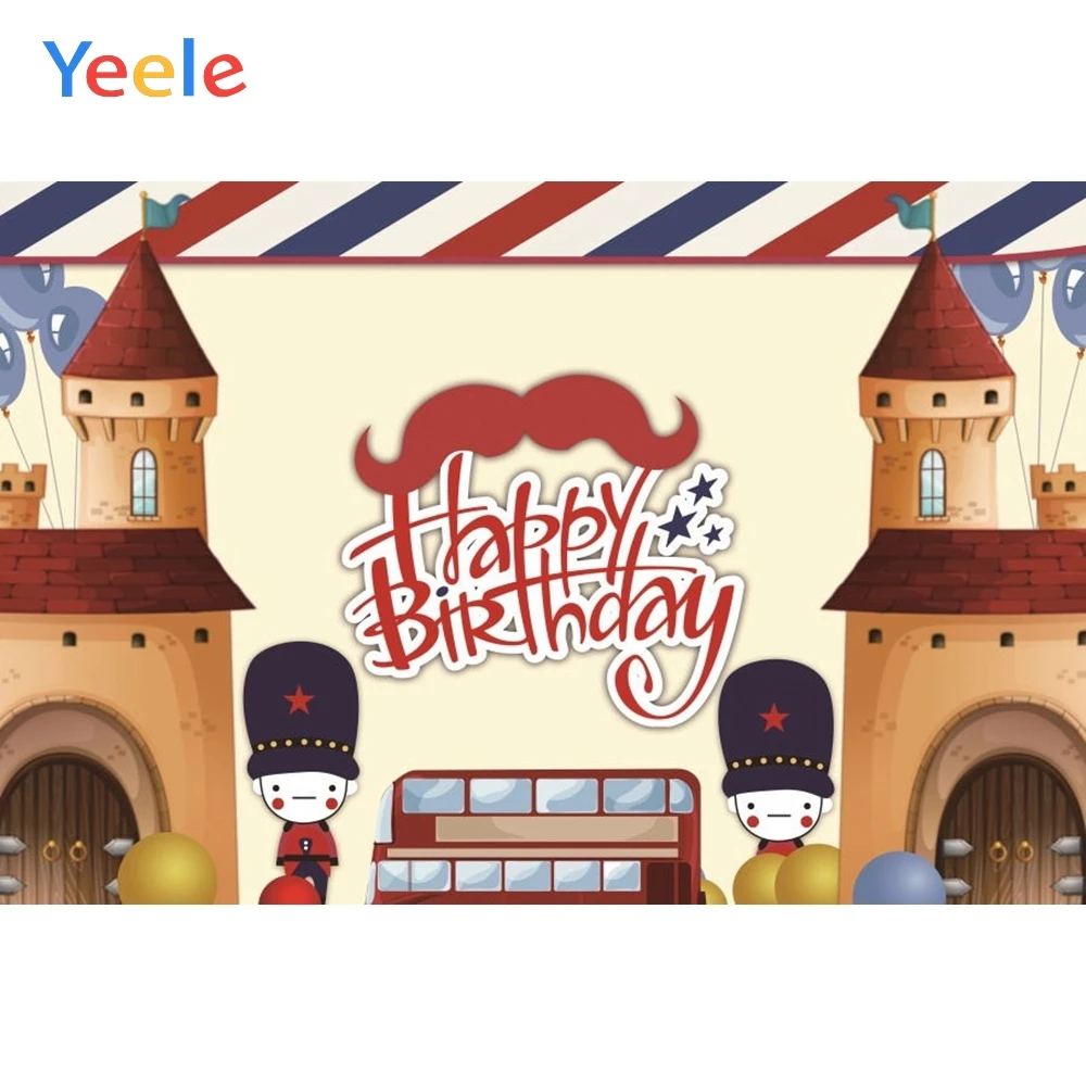 

Yeele Baby Boy Birthday Party Photo Background Cartoon Castle Policeman Car Custom Vinyl Photography Backdrop For Photo Studio