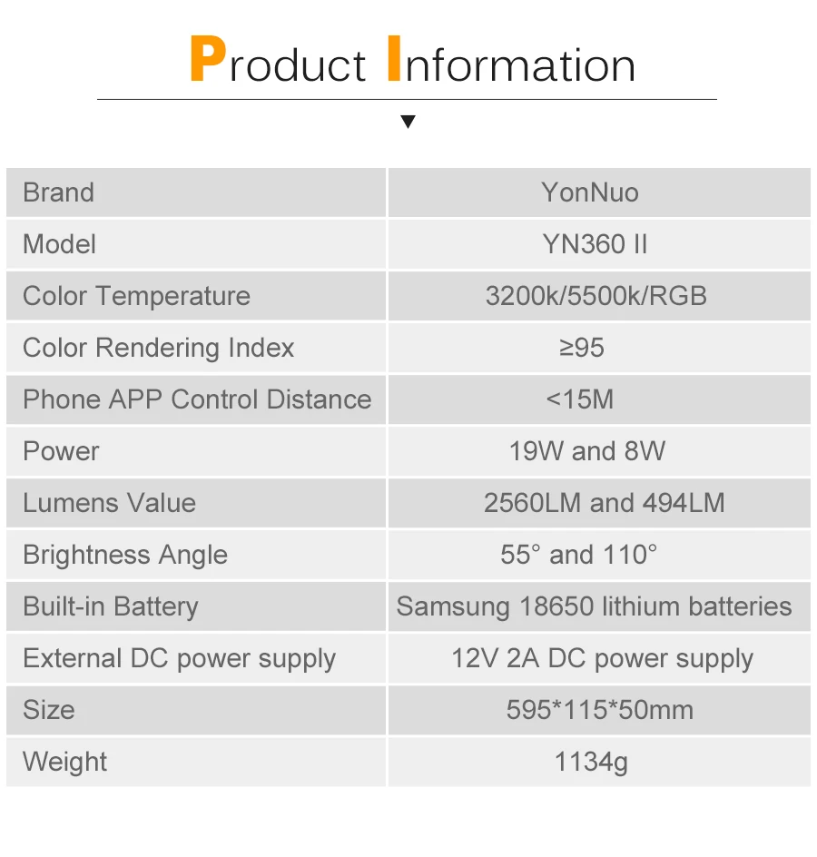 YONGNUO YN360II YN360 II 3200 K-5500 K сменный RBG цветной ручной светодиодный видео свет со встроенной литиевой батареей 5200mAh