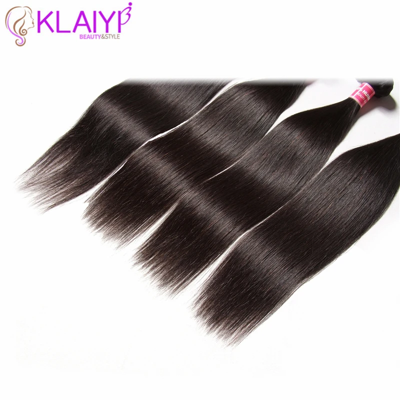 KLAIYI HAIR Malaysian Straight Hair Bundles With Closure 100% Human Hair Extension 3 Bundles With Closure Remy Hair FreeShipping