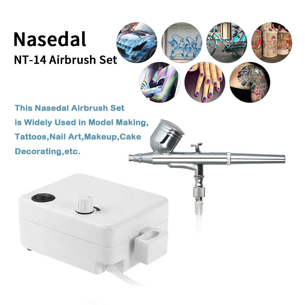 Nasedal NT 14 Airbrush Compressor Mini Dual Action Spray Gun Air Brush