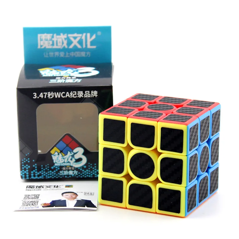 

MoYu Mofangjiaoshi MeiLong 3x3x3 Carbon Fiber Sticker 3x3 Magic Cube Puzzle Sticker Less 55mm Professional Cube Cubo Magico