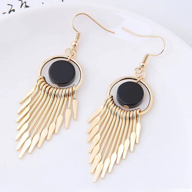 

Punk Gothic Metal Tassel Drop Earrings For Women Statement Jewelry Brincos pendientes boucle d'oreille 3E970