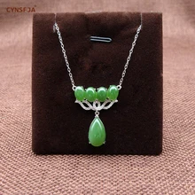 CYNSFJA Real Certified Natural Hetian Jade Jasper 925 Sterling Silver Fine Jewelry Green Jade Pendant  High Quality Best Gifts