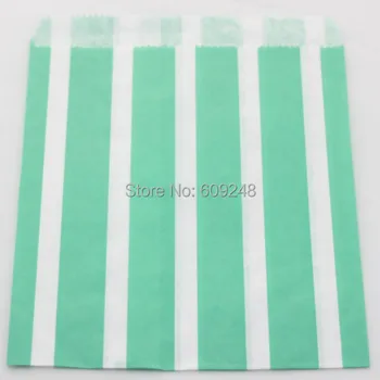 

100pcs Mixed Colors Cheap Small Favor Buffet Aqua Paper Party Candy Treat Bags Vertical Striped