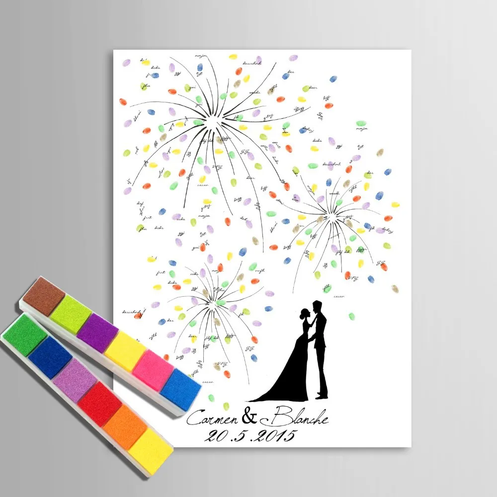 Personalized Fingerprint Wedding Guest Book Tree Alternatives Wedding Fingerprint Tree Guest Book DIY Wedding Signature Book  (4)