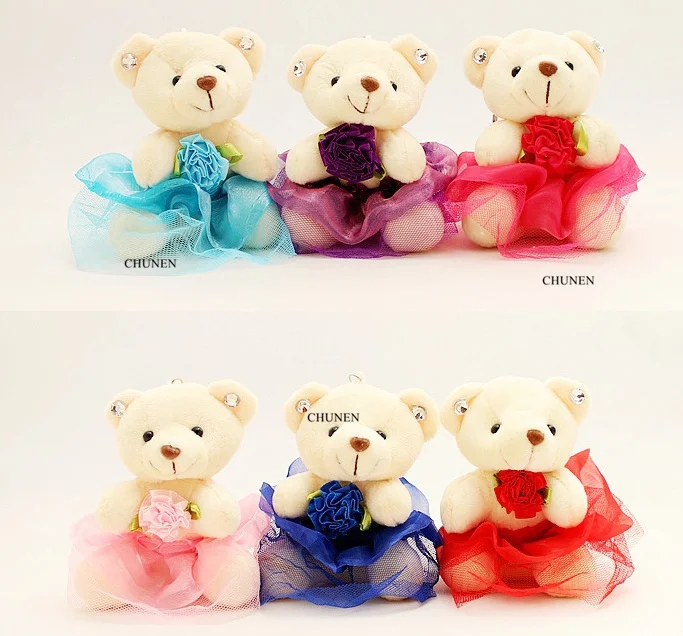 

Multi-Colors , 10CM Approx. Delcate Sitting Wedding Bears plush toys , Gift Key chain Animal Plush Toys dolls