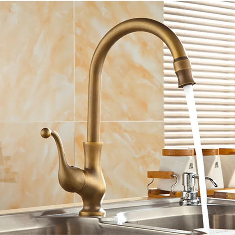 

Free Shipping deck mounted antique kitchen sink faucet with single handle single hole antique kitchen sink water mixer tap