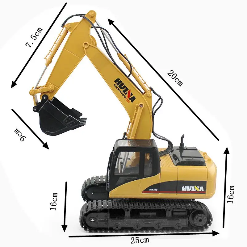 HuiNa Toys 1350 15 Channel 2.4G 1/12 RC Excavator Charging 1:12 RC Car With Battery RTG