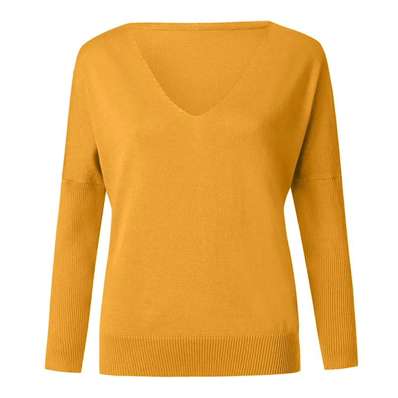 New Fashion Women Autumn Winter Batwing Sleeve Solid Knitted Casual Daily Sweater Brief Pullover Tops Blouse #4F09 (10)