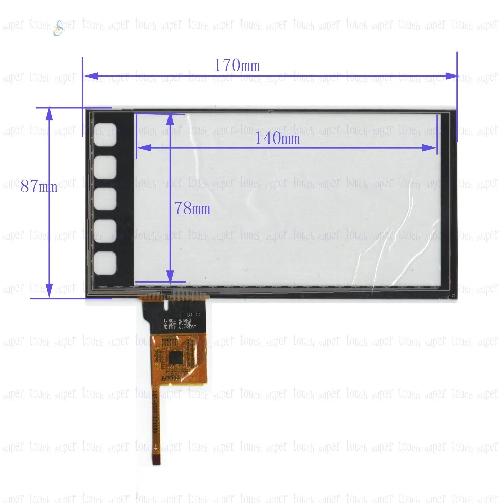 ZhiYuSun POST KDT-6532 7 дюймов Сенсорная панель для автомобиля DVD, 170*87 gps 170 мм* 87 мм емкостный сенсорный экран