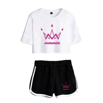 

2019 hot listing summer cool t-shirt MAMAMOO printing ladies casual t shirt shorts MAMAMOO white two-piece T-shirt women's shirt