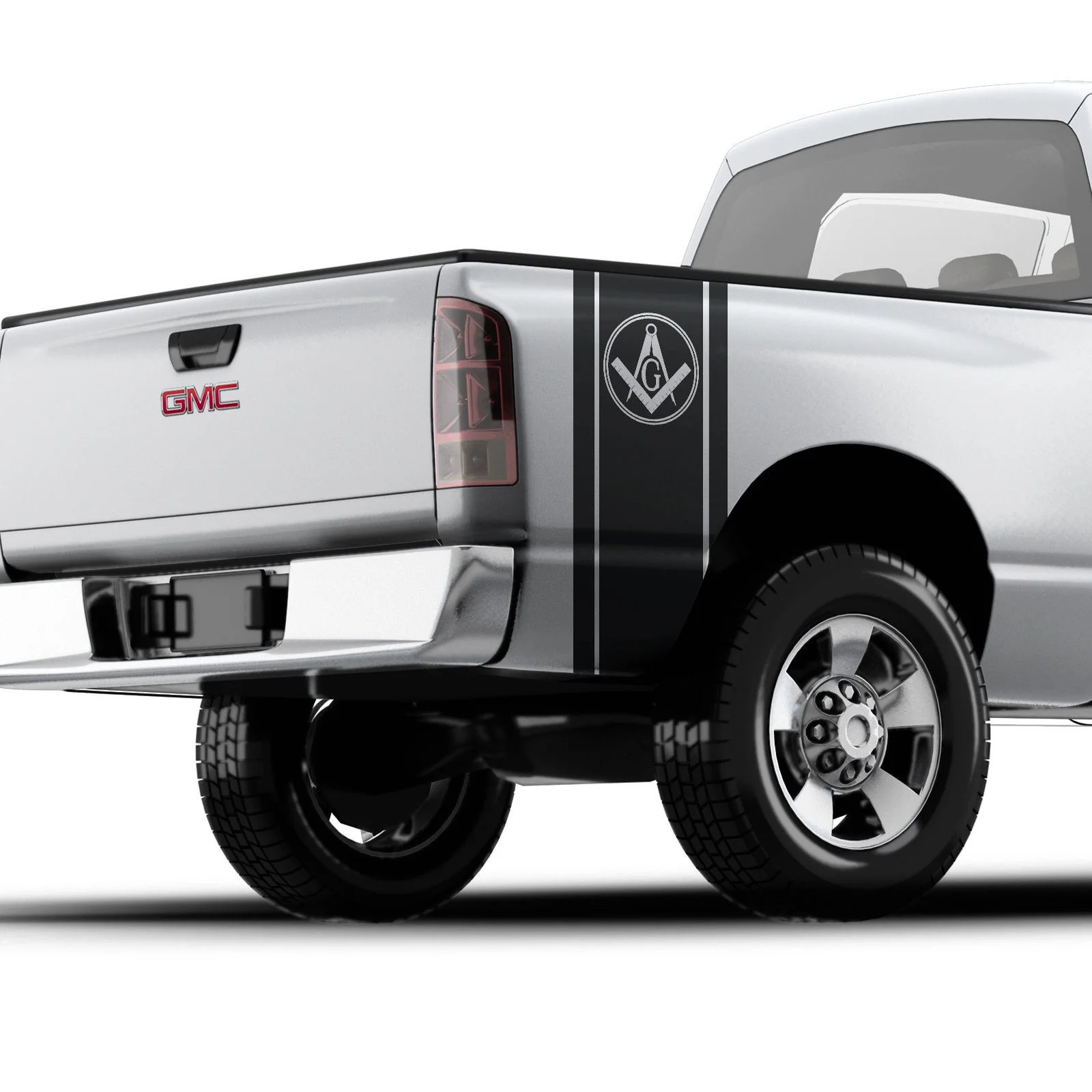 

For Freemason illuminati sticker bed band for pickup truck Logo GMC Chevy 016