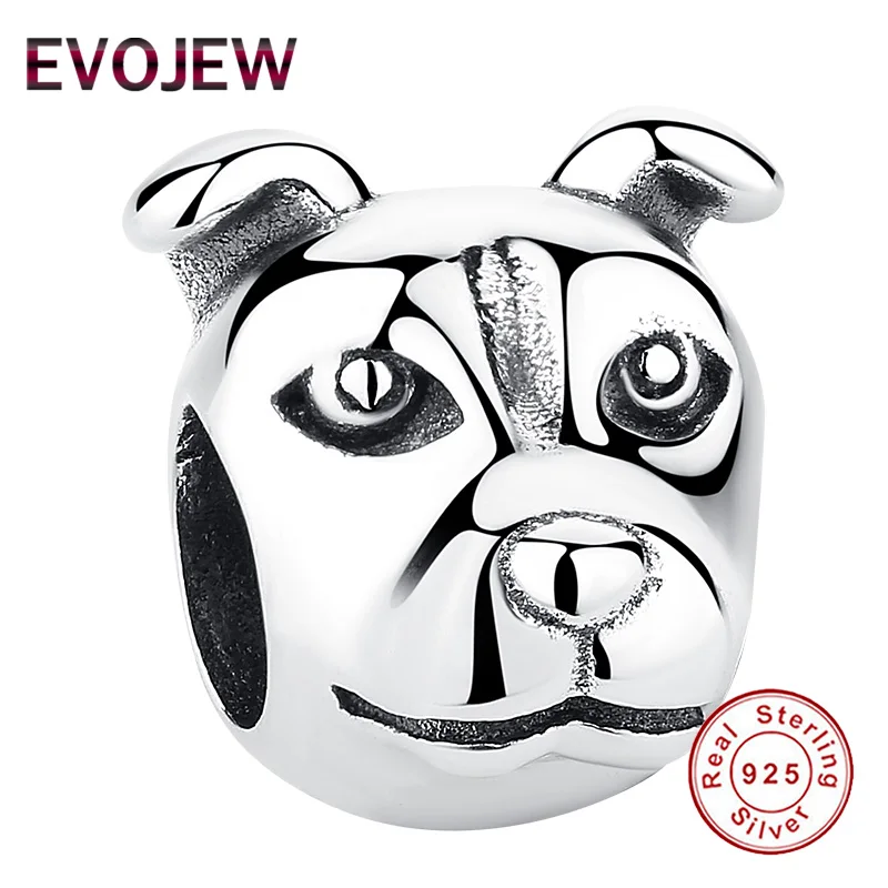 

EVOJEW 2019 Fashion DIY Jewelry 925 Sterling Silver Bulldog Beads Charms fit Pandora Charm Bracelets & Necklace for Women Gift