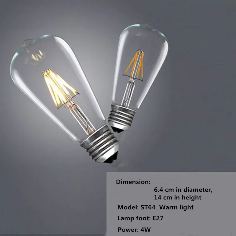 Ретро Edison led светильник лампочка E27 220V 2W 4W 6W 8W ST64 220V лампа накаливания ампулы лампы Винтаж Эдисон лампы