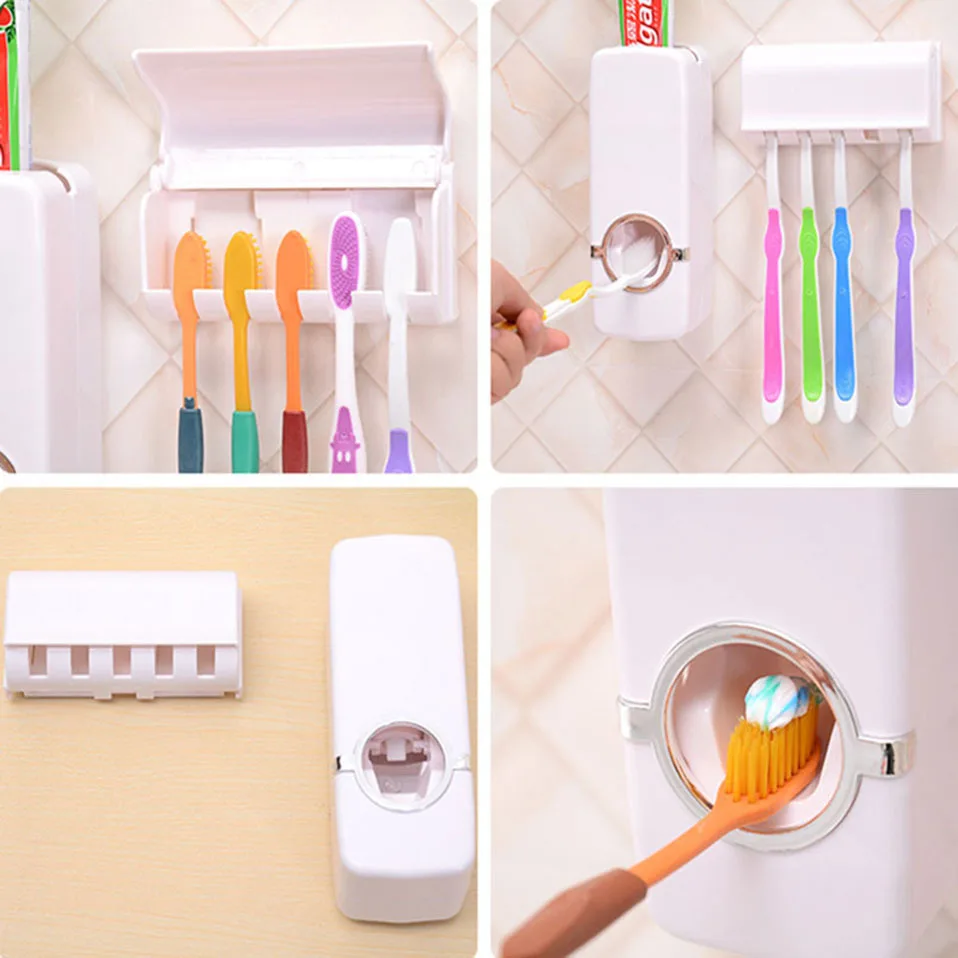 1 набор зубной щетки держатель Автоматический Диспенсер зубной пасты+ 5 держатель для зубной щетки подставка для настенного монтажа инструменты для ванной комнаты