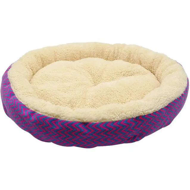 Теплая кошка кровать Дом круглая кровать Fodable собака спальный коврик гнездо питомник подушка для питомца щенок гнездо ракушка скрытый бургер булочка для зимы - Цвет: purple