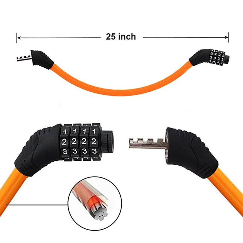 Хорошо! Велосипед Cable Lock мотоцикл Комбинации 4 цифровой код пароль Анти-Вор Велоспорт безопасности Велосипедные замки аксессуары Im