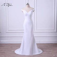 ADLN, Простые Свадебные платья с открытыми плечами, белое/цвета слоновой кости, сад, Русалка, свадебное платье дешевого размера плюс, Vestidos de Casamento