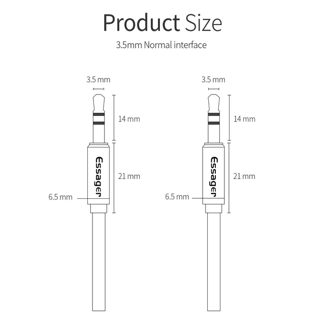 Essager Aux Cable Speaker Wire 3.5mm Jack Audio Cable For Car Headphone Adapter Male Jack to Jack 3.5 mm Cord For Samsung Xiaomi 6