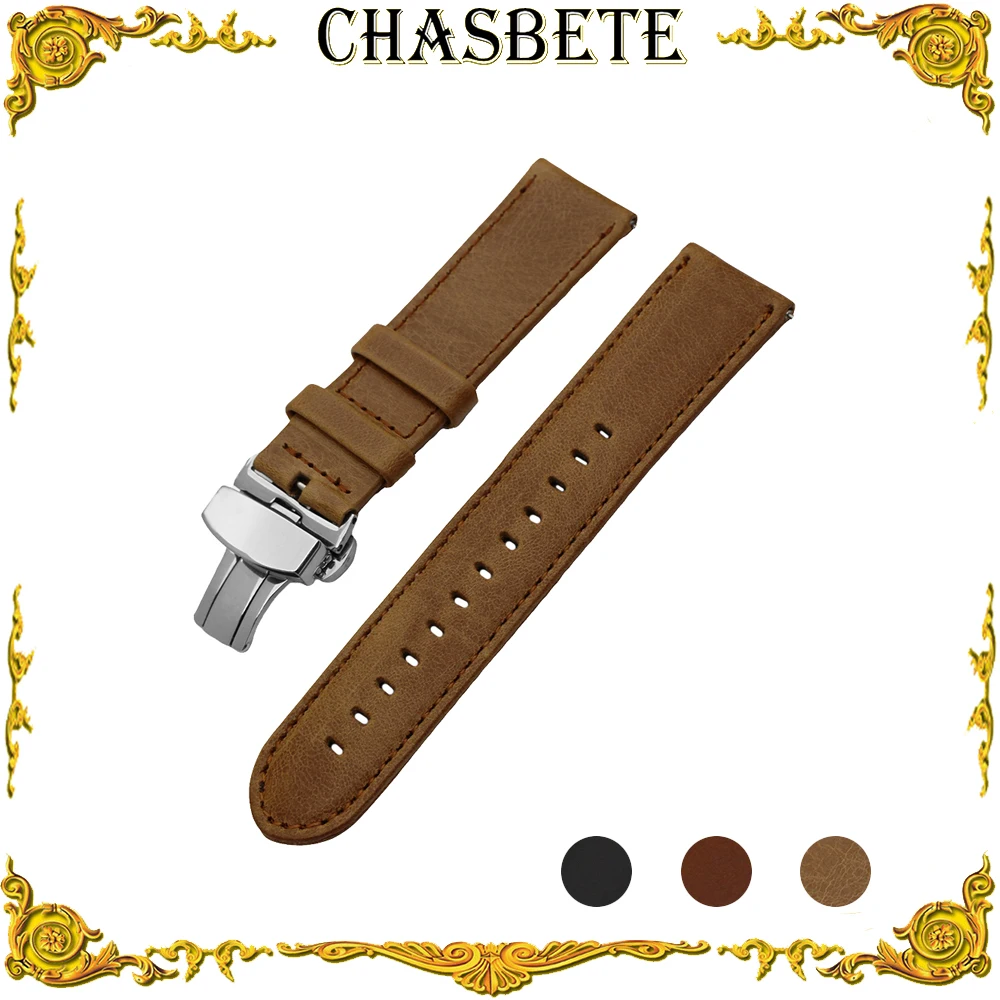 22mm Leather Watch Band for Omega Watchband Quick Release Strap Wrist