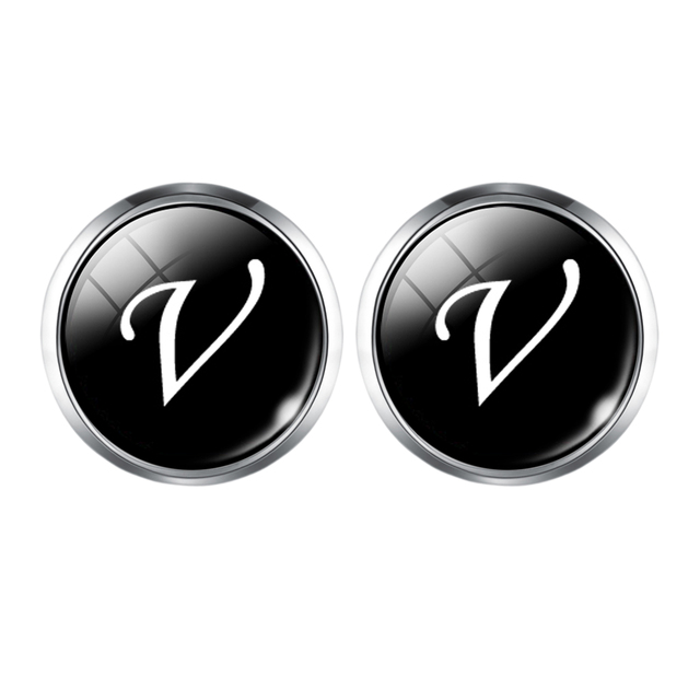 Fashion A-Z Single Alphabet Cufflinks Silver Color Letter Cuff Button for Male Gentleman Shirt Wedding Cuff Links Gifts