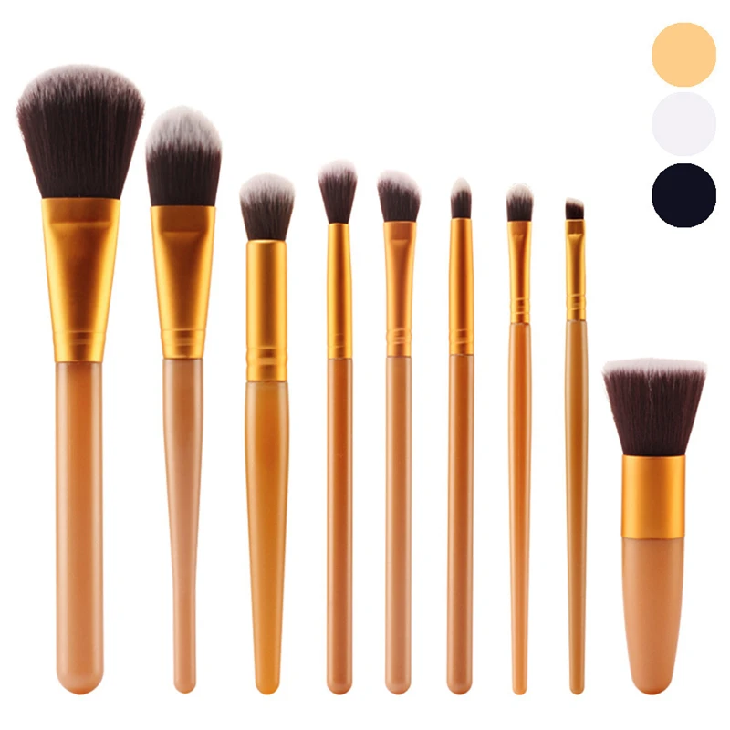 

9 Pcs Professional Makeup Brush Set Foundation Powder Brush Wool Fiber Wooden Handle Cosmetic Tool drop ship May 07 c3