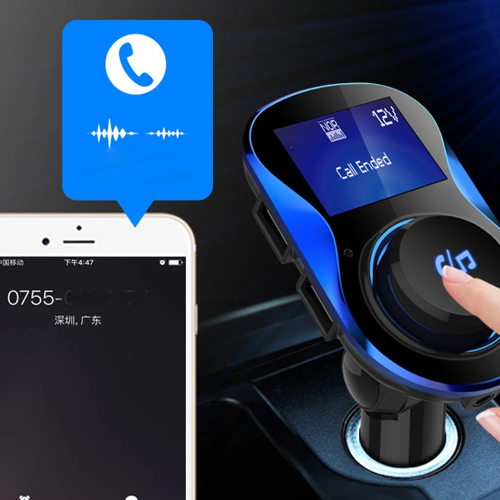 Автомобильный MP3-плеер Bluetooth Handsfree беспроводной fm-передатчик 1,4 дюймов ЖК-экран Обнаружение напряжения двойной USB зарядное устройство