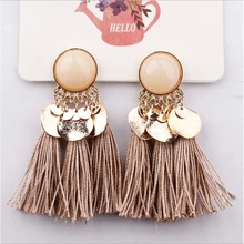 2019 Ethnic Bohemia Women Dangle Drop Earrings Summer Round Resin Tassel Earrings for Women Fashion Jewelry Pendientes oorbellen