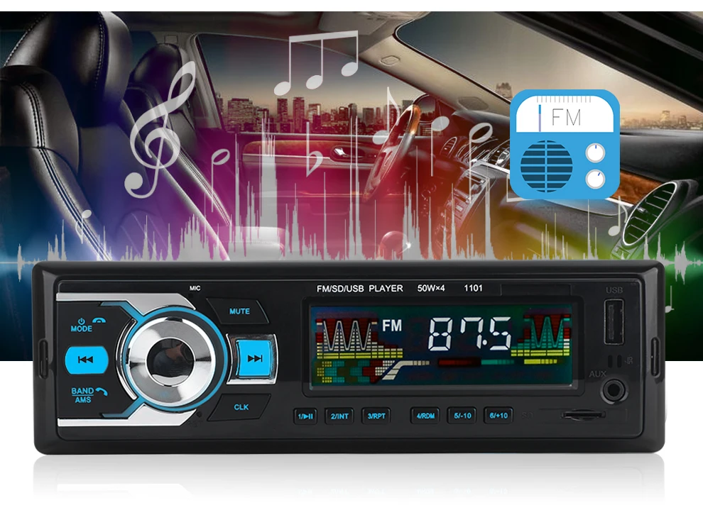 Bluetooth автомобильный стерео радио mp3 плеер Поддержка BT/FM/USB/SD Пульт дистанционного