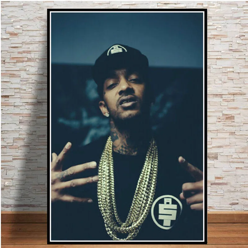 Плакат и печатная графика новая Nipsey Hussle Rapper хип хоп Музыка поп звезда портрет настенная художественная живопись картины для гостиной домашний декор - Цвет: Прозрачный