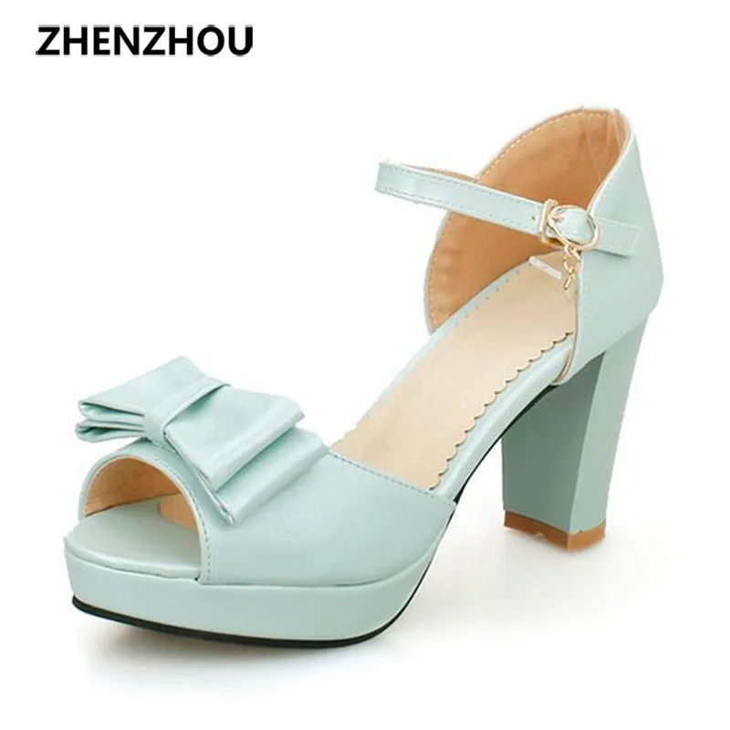 

Women's shoes 2017 summer new brand ladies sandals fish mouth sandals sweet bowknot college wind rough with sandals free shippin