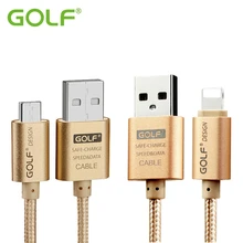 GOLF Metal Braided USB Data Sync Charge Cable For iPhone 5 6 7 iPad 4 Samsung LG iOS10 Android Phone Fast Charging Charger Wire
