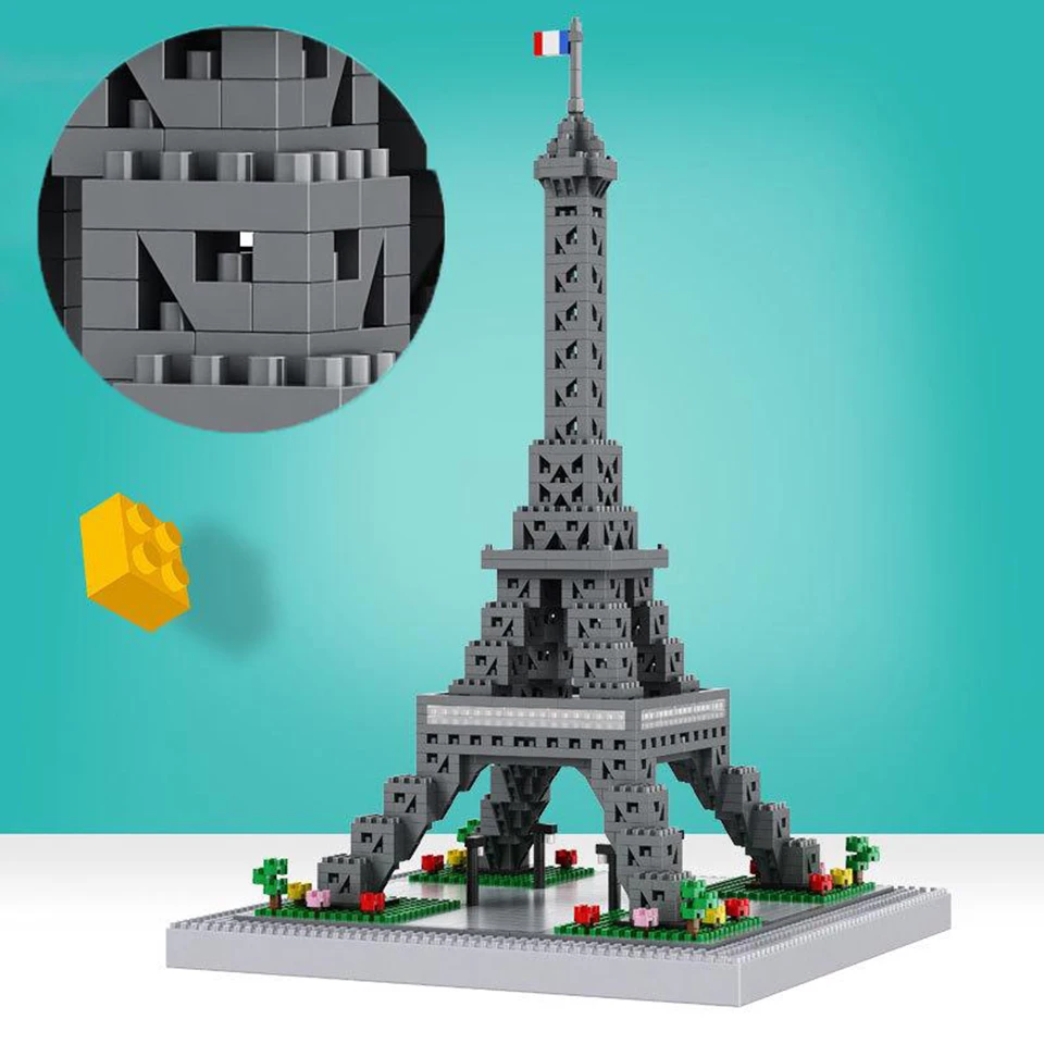 

Buildings City Building Blocks for Kids Eiffel Tower Model Mini Diamond Architecture Brick Toys for Children