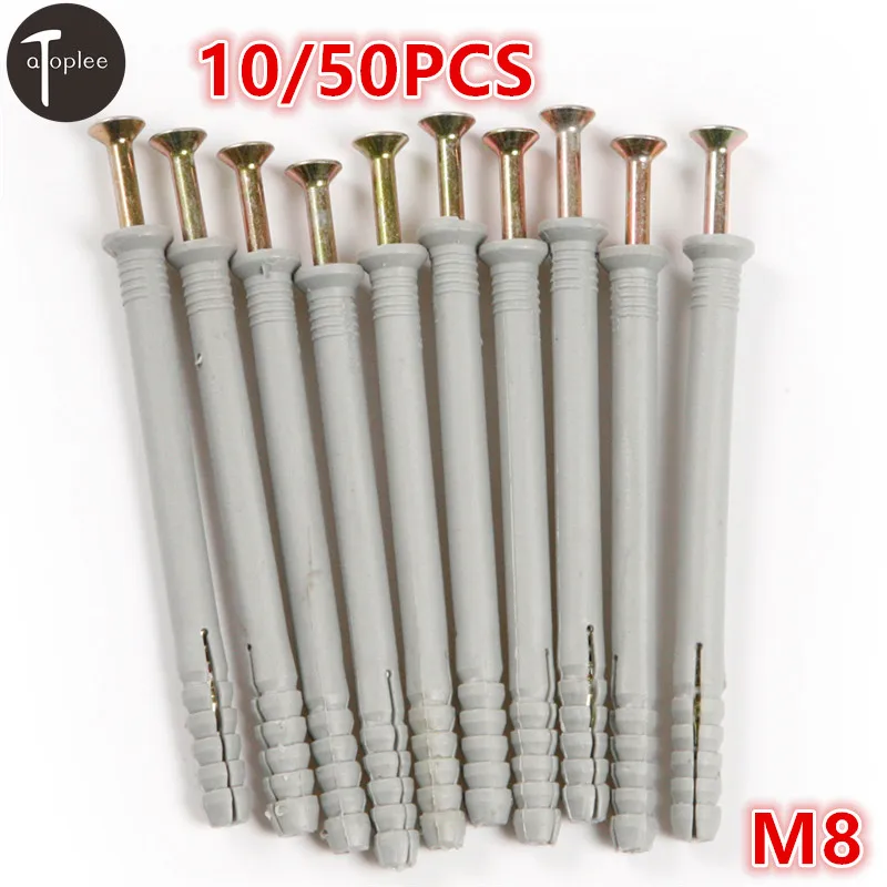Atoplee 10/50pcs M8 Plastic Expansion Nail Screw Expansion