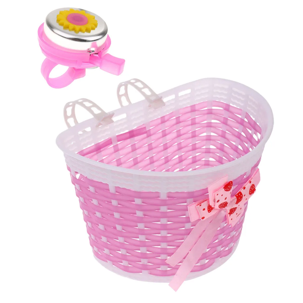 Bike Front Basket Bicycle Cycle Shopping Stabilizers Child Kids Girls + Bell