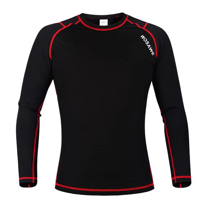 WOSAWE футболка для бега флисовое термобелье зимние кальсоны топы фитнес спортивные топы для бега Велоспорт Спорт базовый слой - Цвет: Красный