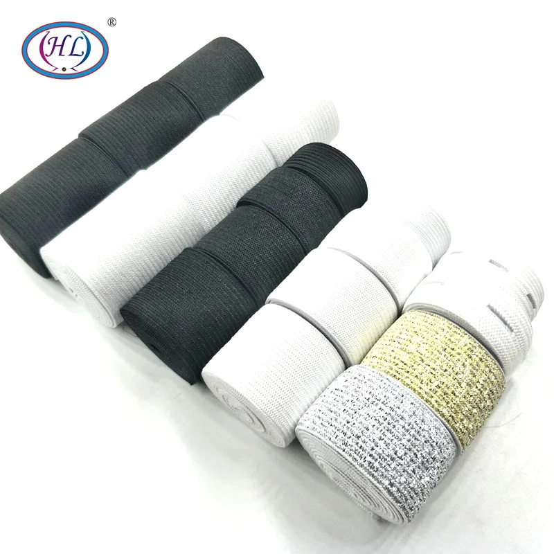

HL 15/20/25/30/35/40/45mm Black/White/Gold/Silver Nylon Elastic Bands Garment Home Textile Sewing Notions 1meter or 2meters