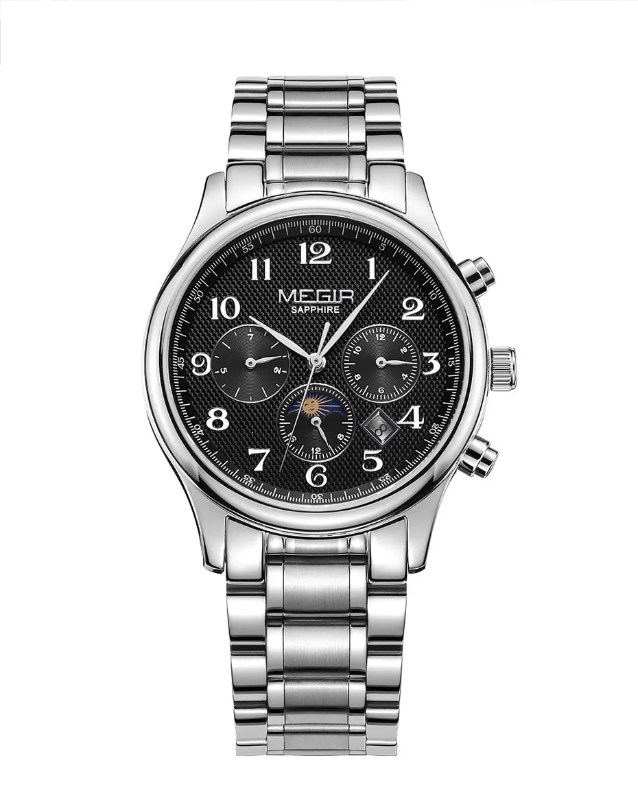 MEGIR Relogio Masculino лучший бренд класса люкс мужские часы модные полностью стальные модные повседневные водонепроницаемые автоматические часы