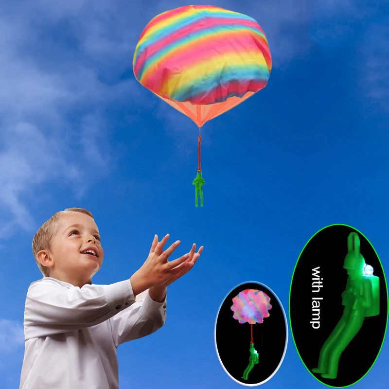 YeahiBaby 24PCS Mini Kids Parachute Hand Throwing Parachute Toy Children Educational Parachute with Figure Soldier Assorted Color and Style