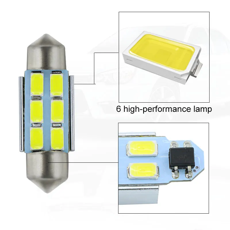 2x36 мм 6000 k 12 V светодиодный 239 C5W белая лампа номерной знак света для форд фиеста MK6