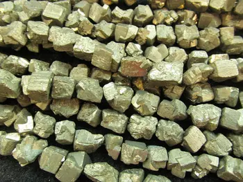 

wholesale genuine Raw pyrite nuggets bead freeform iron gold box square cube loose beads 8-20mm full strand