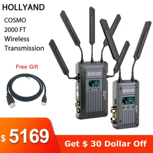

HOLLYLAND COSMO 2000FT Wireless System Video Audio Transmitter Receiver 3G-SDI For Canon Nikon Camera Video studio photography