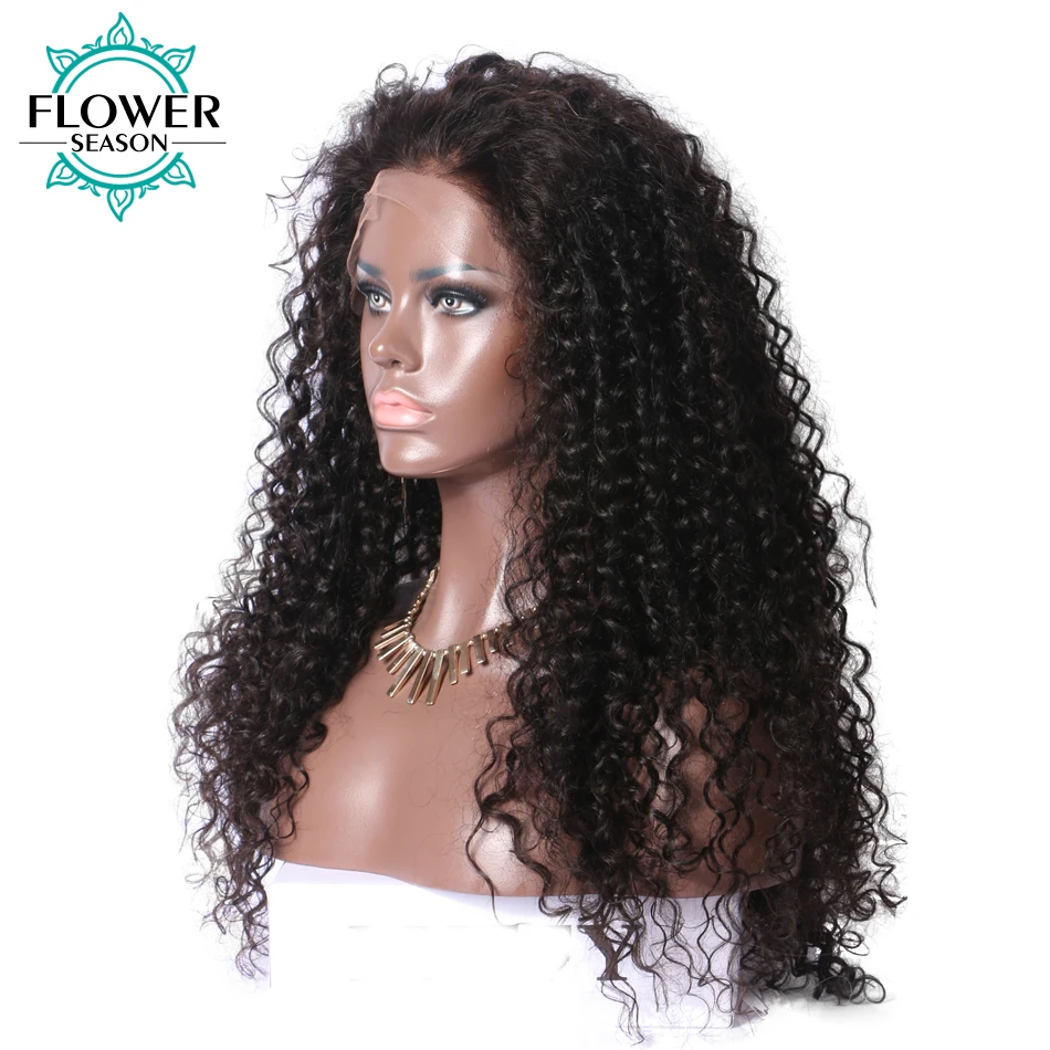 

5*4.5 Silk Base Lace Front Human Hair Curly Wigs With Baby Hair Glueless Malaysian Remy Hair Pre Plucked Hairline FlowerSeason