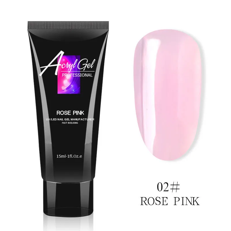 02 Rose pink 1 шт., уф-гель для ногтей с кристаллами, светодиодный гель для ногтей, гель-лак, желе, акриловый гель для ногтей - Цвет: 02 Rose pink