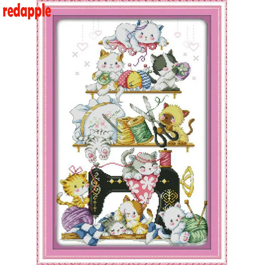 

Diamond Embroidery 5D DIY Diamond Painting The kitten beside the sewing machine Diamond Painting Cross Stitch Rhinestone Mosaic