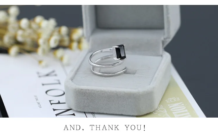 Anenjery преувеличенное корейское индивидуальное тайское серебряное кольцо с черным цирконием для мужчин и женщин, хипстерское кольцо из серебра 25 пробы, кольца для открытия S-R352