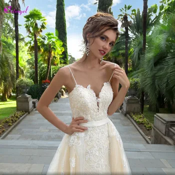 

Detmgel Gorgeous Appliques Detachable Train Mermaid Wedding Dress 2020 Luxury Beaded Sweetheart Neck Lace Up Trumpet Bridal Gown