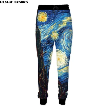 

PLstar Cosmos 2019 New Fashion Mens 3D trousers Vincent van Gogh oil painting Starry Night Print Men/Women Casual joggers Pants
